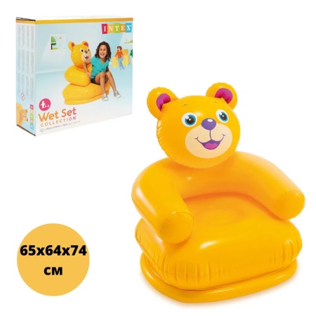 Кресло надувное Intex "Мишка" 68556NP, 65 х 64 x 74 см, от 3 до 8 лет, желтый