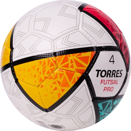 Мяч футзальный Torres Futsal Pro FS323794, разм. 4, 32 пан, 4 подкл сл, руч. сшив, мультиколор