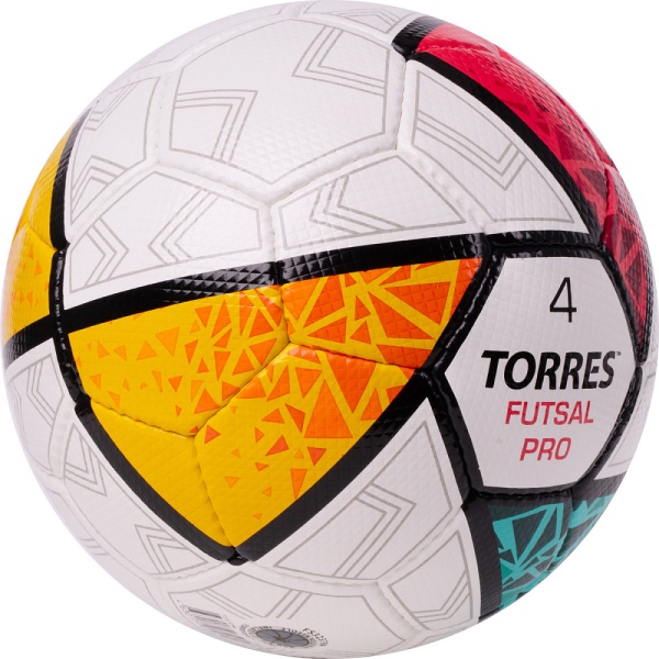 Мяч футзальный Torres Futsal Pro FS323794, разм. 4, 32 пан, 4 подкл сл, руч. сшив, мультиколор
