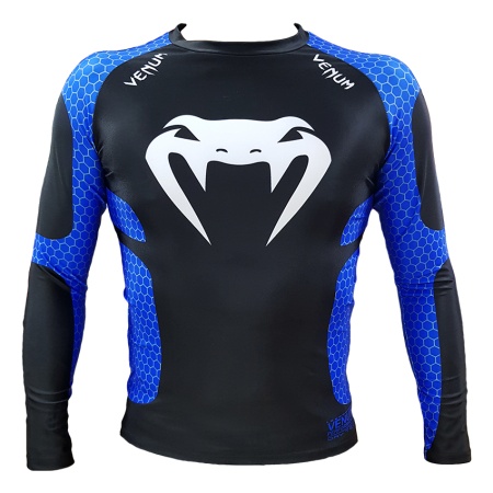 Рашгард для MMA Venum "Шестиугольники", черный/синий, разм. S