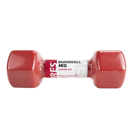 Гантель цельнолитая Torres PL55014, неопрен, 4 кг, красный