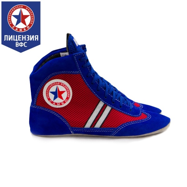 Борцовки для самбо КрепышЯ "Атака", синий/красный