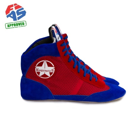 Борцовки для самбо КрепышЯ "Атака" FIAS Approved, синий/красный