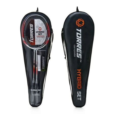 Набор для бадминтона Torres Hybrid BD20505, стал. стерж, алюм. обод, 2 рак, 3 вол, чехол, оранжевый