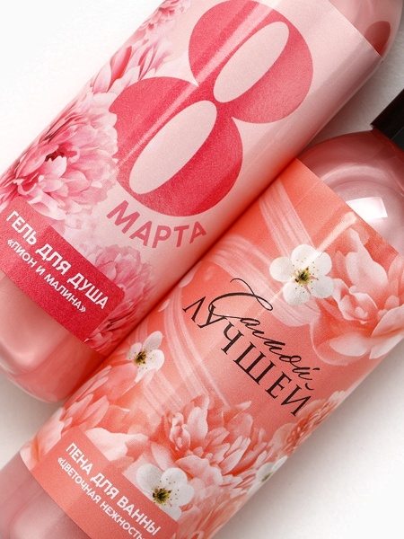 Подарочный набор ЧИСТОЕ СЧАСТЬЕ «С 8 Марта!» 10057097, гель для душа и пена для ванны, 2х100 мл
