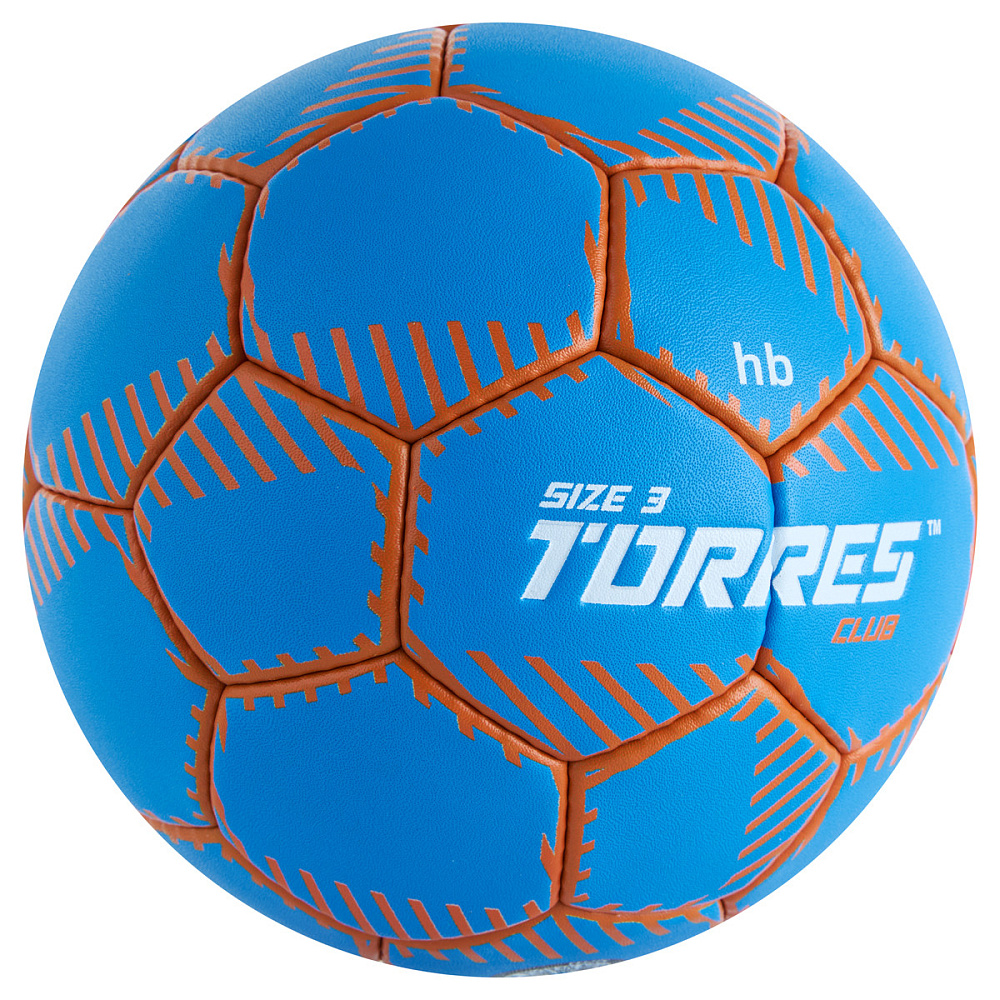 Мяч гандбольный Torres Club H32443, ПУ, 5 подкл. слоев, руч. сшивка, синий, разм. 3