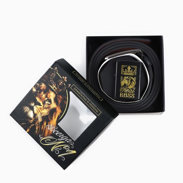Зажигалка бензиновая и ремень «Всегда №1» 10417682, 11,2 х 4,2 х 11,2 см