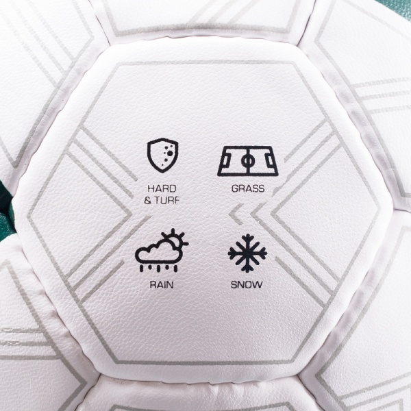 Мяч футбольный Torres Training F323954, разм. 4, 32 пан., ПУ, 4 под.слоя, ручн. сшивка, бел/зел/сер