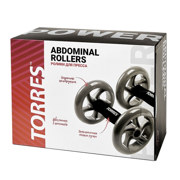 Ролик для пресса Torres PL52215, раздельный, черный/красный