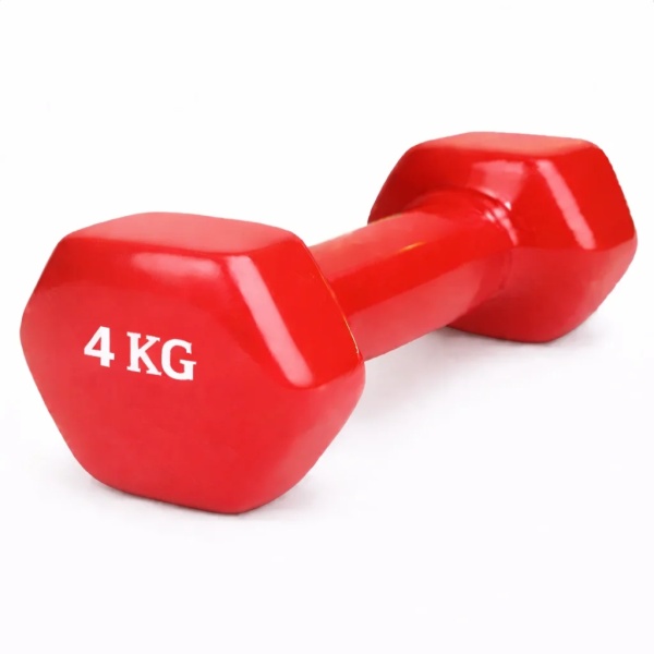 Гантель цельнолитая виниловая GF-009KG, 4 кг, цветные