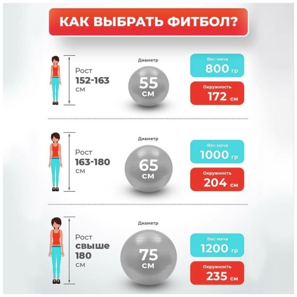 Фитбол Torres AL121175, 75 см, гладкий, с насосом