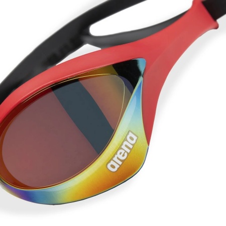 Очки для плавания Arena Cobra Ultra Swipe Mirror 002507-103, золотистые линзы, красный/черный