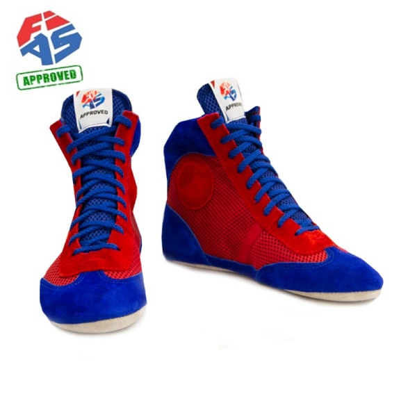 Борцовки для самбо КрепышЯ "Атака" FIAS Approved, синий/красный