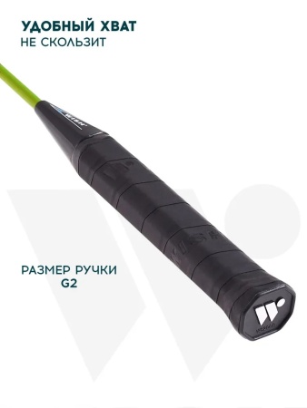 Набор для бадминтона Wish Steeltec 216 (УТ-00018343), алюминий, 2 ракетки, 2 волана, зеленый/синий