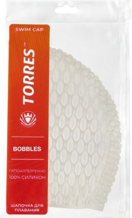 Шапочка для плавания Torres Bobbles SW-12204WH, силикон, белый