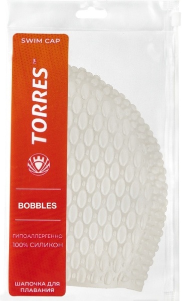 Шапочка для плавания Torres Bobbles SW-12204WH, силикон, белый