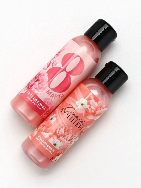 Подарочный набор ЧИСТОЕ СЧАСТЬЕ «С 8 Марта!» 10057097, гель для душа и пена для ванны, 2х100 мл