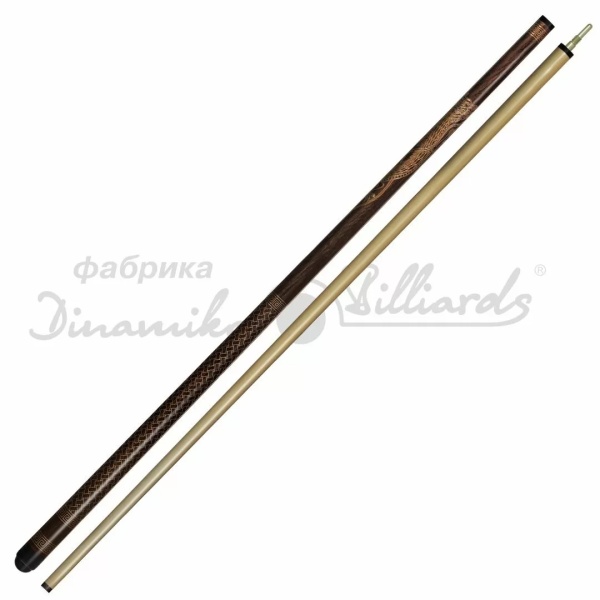 Кий бильярдный Dinamika Billiards Любительский 2-5-P/2-6-P Дракон, двухсоставный, венге/эбен