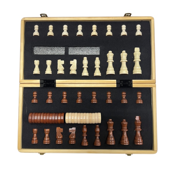 Шахматы-шашки Power Sports Magnetic Board C4501, разм. 390 х 390 мм, с чехлом, магнитные, дерево