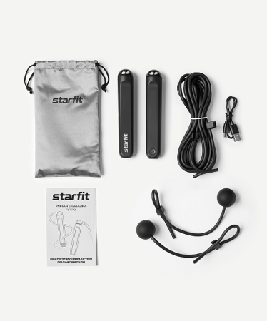 Скакалка StarFit RP-701, ПВХ, длина 3 м, умная, с пласт. ручками, черный