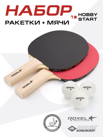 Набор для настольного тенниса Roxel Hobby Start (УТ-00015366), 2 ракетки, 3 шарика