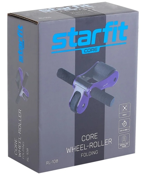 Ролик для пресса StarFit RL-108, складной, черный/фиолетовый