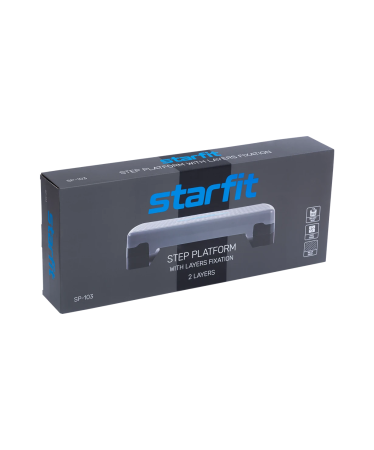 Степ-платформа StarFit SP-103, 2-х уровневая, разм. 67.5 х 28.5 х 15 см, серый/черный