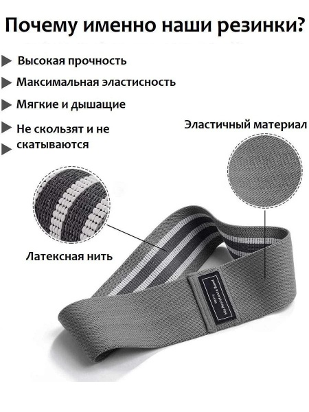 Набор фитнес резинок "Текстиль в чехле", 3 шт., 35 х 8 см, бирюзовый/розовый/красный