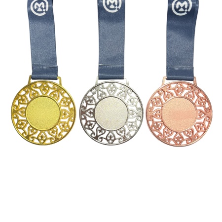 Медаль 8,5 см "Шанырак+Орел, с узорами" M-29, темно-синия лента