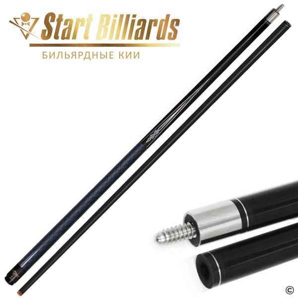 Кий бильярдный Start Billiards Карбон BXG3902, двухсоставный, 160 см, черный