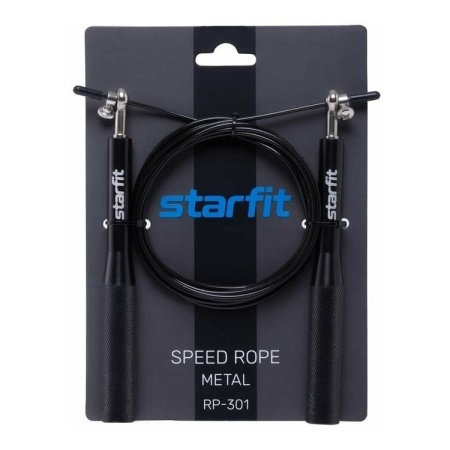Скакалка StarFit RP-301, длина 3 м, скоростная, с метал. ручками, черный