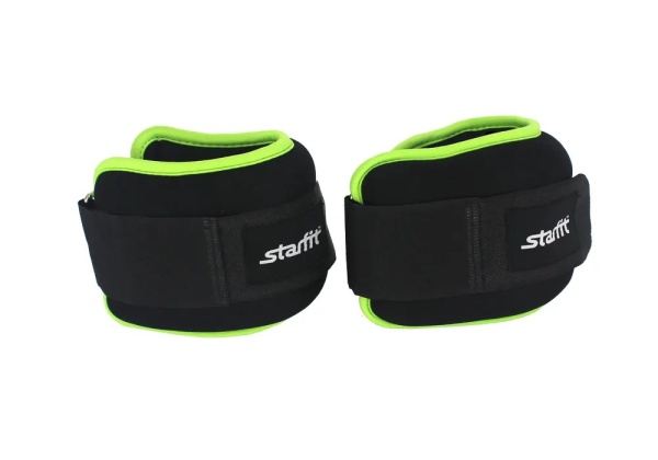 Утяжелители универсальные StarFit WT-102, 1 кг (2 шт х 0.5 кг), черный/зеленый