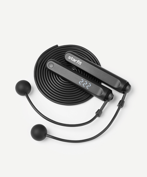 Скакалка StarFit RP-701, ПВХ, длина 3 м, умная, с пласт. ручками, черный