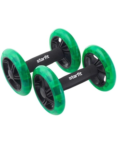 Ролик для пресса StarFit RL-107, диам. 14 см, раздельный, черный/зеленый