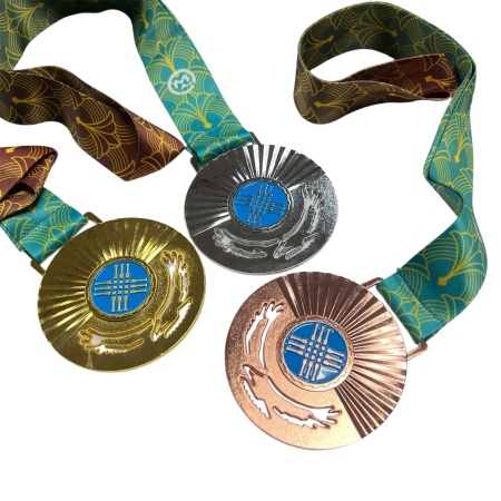 Медаль 8,5 см "Шанырак+орел снизу" M-26, зеленая лента