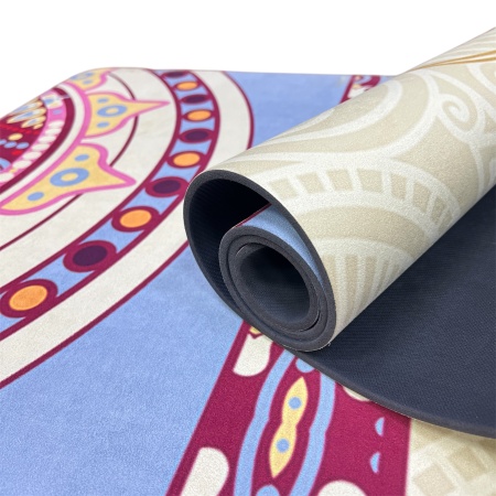 Коврик для йоги Каучук-Алькантара, 4 мм, разм. 173 х 61 см, белый/розовый