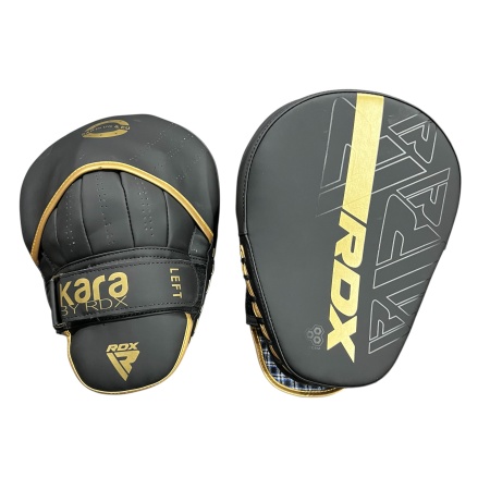 Лапы для бокса RDX Kara арт.33312, пара, черный/желтый