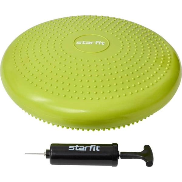 Подушка балансировочная StarFit BP-104, с насосом, до 200 кг, диам. 33 см, лаймовый