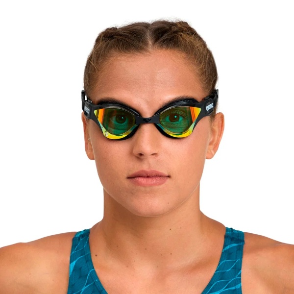 Очки для плавания Arena Cobra Tri Swipe Mirror 002508-355, желтые линзы, черный
