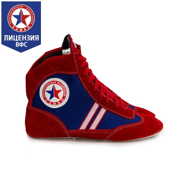 Борцовки для самбо КрепышЯ "Атака", красный/синий