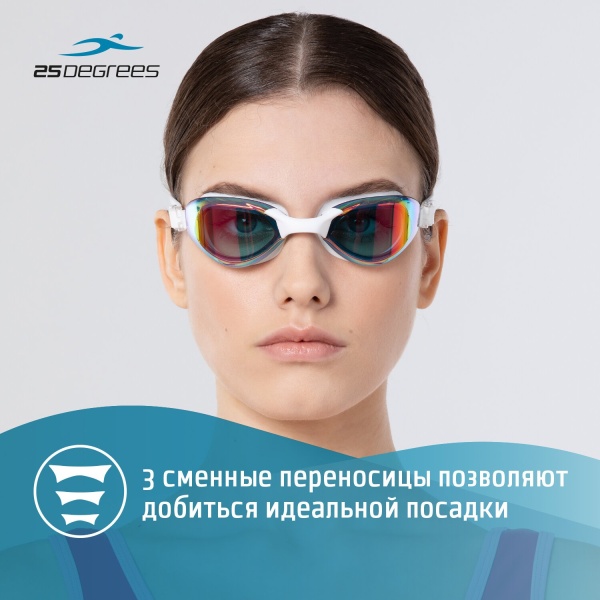 Очки для плавания 25Degrees Sonic Mirror White 25D21012M, белый