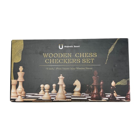 Шахматы-шашки Power Sports Magnetic Board C4501, разм. 390 х 390 мм, с чехлом, магнитные, дерево