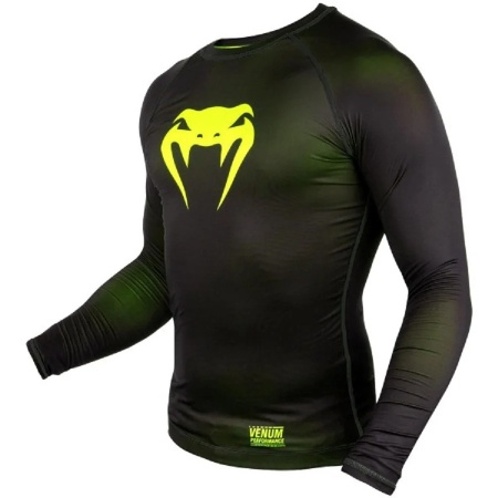 Рашгард для MMA Venum "Big Logo", черный/желтый, разм. S