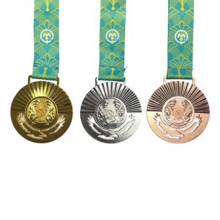 Медаль 8,5 см "Шанырак+орел снизу" M-26, зеленая лента