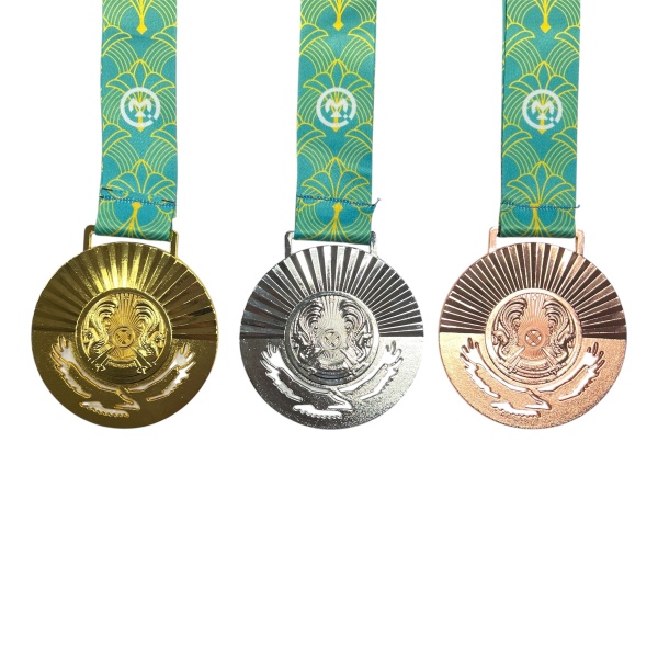 Медаль 8,5 см "Шанырак+орел снизу" M-26, зеленая лента