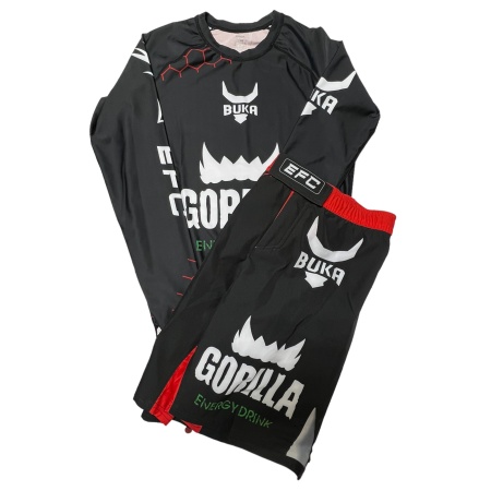 Рашгард 2 в 1 для MMA Buka, рашгард/шорты, черный/красный, разм. 30