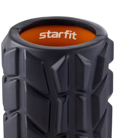 Ролик массажный StarFit FA-509, высокая жесткость, разм. 33 x 13.5 cм, черный/оранжевый