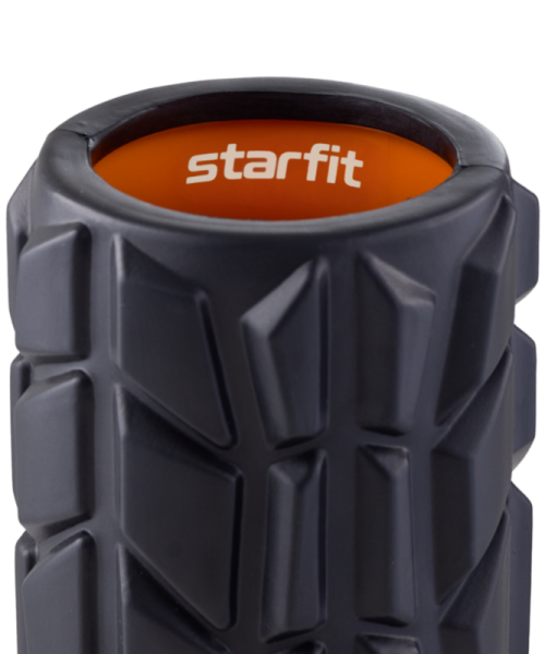 Ролик массажный StarFit FA-509, высокая жесткость, разм. 33 x 13.5 cм, черный/оранжевый