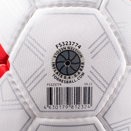 Мяч футзальный Torres Futsal Match FS323774, разм.4, 32 пан. ПУ,4 подкл.слоя, ручн.сш, бел/крас/желт