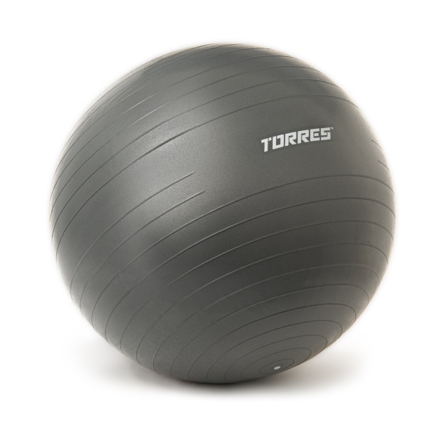 Фитбол Torres FB122575, 75 см, эласт. ПВХ, гладкий, с насосом, серый